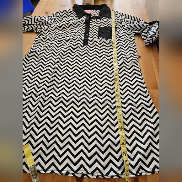 She's Cool - Women's 3/4 Sleeve Chevron Print Shift Dress XL - Picture 6 of 9
